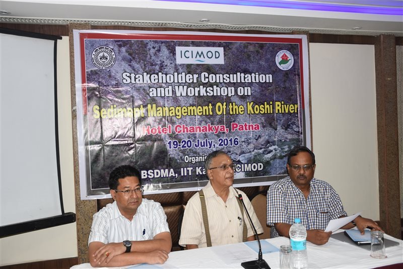 Bihar State Disaster Management Authority in Collaboration with IIT Kanpur and IICIMOD, Organised Stakeholder Consultation and Workshop on Sediment Management of the Koshi River.Patna(Bihar) 19,20-07-2016